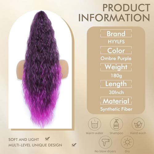 Image of Claw Clip Ponytail Extension, Ombre Purple, 30In