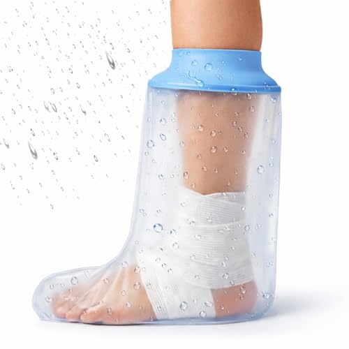 UpGoing Waterproof Foot Cast Cover for Shower Ringless Silicone Design, Reusable Medical Grade Surgery Recovery Foot Protector for Men Women, Ankle Wound Cover for Bathing Swimming