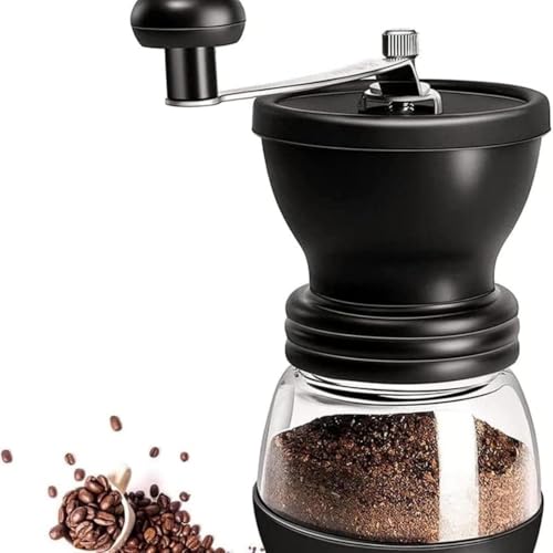 KQQK家庭用手挽きコーヒーミルセット大容量ガラス容器付き、細かく均一な挽き心地でハンドドリップの贅沢を (単品(たんぴん))