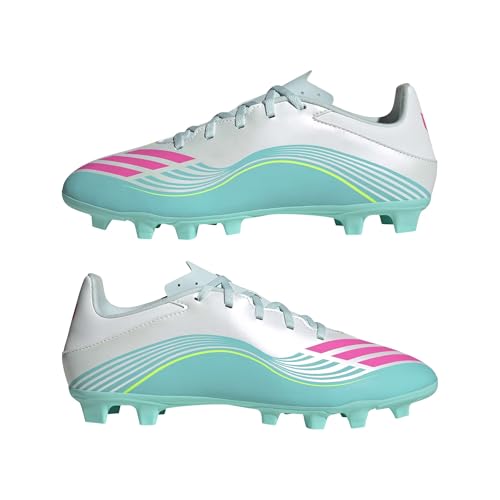 adidas Unisex-Adult F50 Messi Club Firm Ground/Multi Ground, White/Lucid Pink/Flash Aqua, 10 - image 8