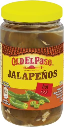 Old El Paso Sliced Jalapenos – Scharfe Jalapenos in Scheiben geschnitten – 1 x 215 g