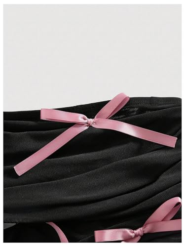 SweatyRocks Girl's Bow Ruffle Mesh Tube Tops Strapless Slim Fit Sleeveless Y2K Bandeau Top4