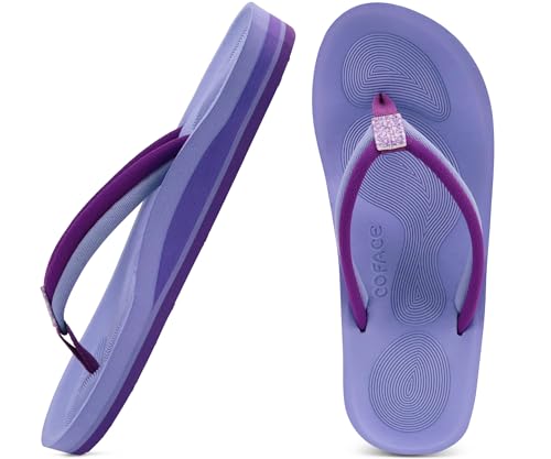 Image of COFACE Flip Flops For Women with Arch Support Comfortable Yoga Mat Orthopedic Sandals Lightweight Womens Flip-Flop