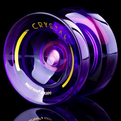 Image of MAGICYOYO Pack of 2 Responisve Yoyos -K2 Beginner Yo-yo for Kids with 2 Yo Yo Gloves, 2 Yo-Yo Bags, 12 Yoyo Strings (Crystal Green+Crystal Purple)