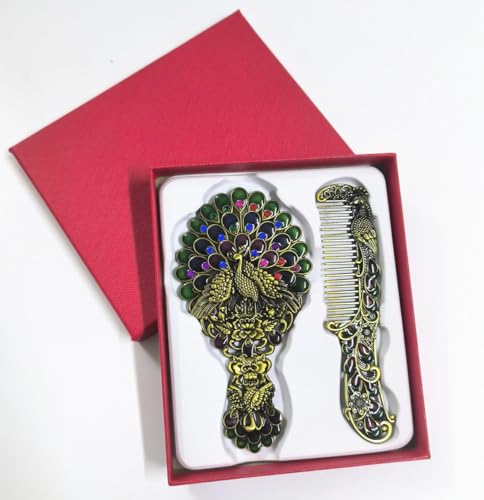 Image of Pocket Makeup Mirror | Small Compact Face Mirror for Makeup | Cute Waffle Design Portable Pocket Size Mirror for Purse & Travel (Peacock)