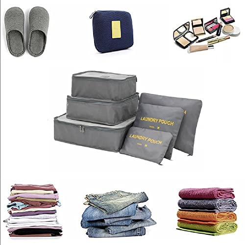 Packing Cubes 6 pieces Travel Accessories Travel Luggage Packing Organizers Bags for Backpack Suitcases, Grey4