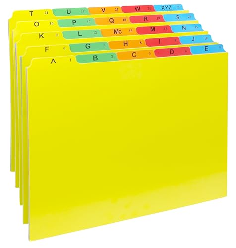 Iconikal A-Z Alphabetical File Folder Guide Dividers, Heavyweight 5 Color Coded Tabs, Letter Size 1/5 Cut...