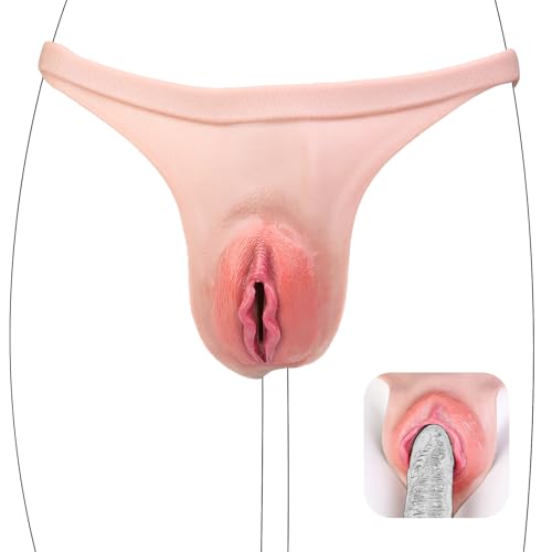 Fake Vagina Chastity Devices Male Sex Toys Fake Pussy Chastity Cage Panties with Insertable Channel Pink Vulva Adult Sex Toys for Transgender Crossdresser Ssisy Men