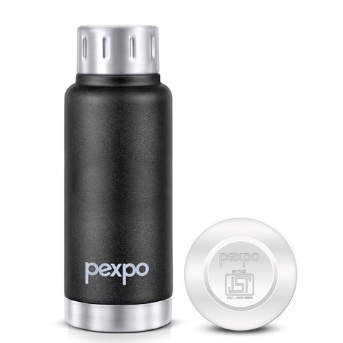 Image of Go24 pexpo Cameo ISI Certified Stainless Steel Vacuum Insulated Flask - 300ml | Double Wall Hot & Cold Upto 5-6 Hours | Office, School, Gym, & Travelling | Men, Women & Kids - Knight Black