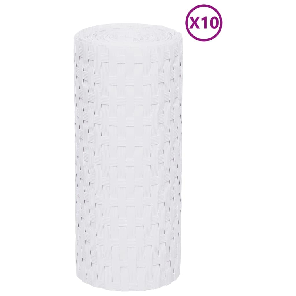 Tidyard Paravents de Balcon 10 pièce Blanc 255x19 cm résine tressée, Pare-Vue Brise Écran d'intimité de Jardin, Brise-Vue pour Balcon, Extérieur, Terrasse