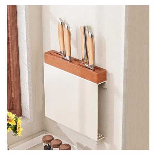 Dxcaicc Knife Holder for Wall, Knife Storage Wall Mounted No Drill, Universal Knife Holder with Tray for Fruit/Kitchen/Boning Knife And Kitchen Scissors, Load 2.5KG,A,13 Inch