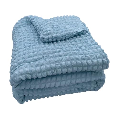 ZhiChiShi キルティング加工 通年用掛け布団 水色 シャーリング生地 ポリエステルわた詰め 抗菌防臭 吸湿速乾 通気性 洗える シングル 1.4×2m 2.14kg