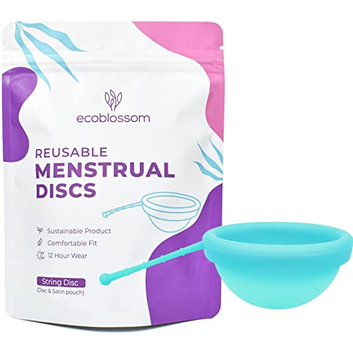 Ecoblossom Reusable Menstrual Disc - Menstrual Cup - Soft Period Disc for Women Designed with Flexible, Medical-Grade Silicone Period Cup (Cyan)