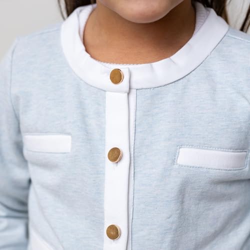 Hope & Henry Girls Girls' Organic French Terry Contrast Trim Cardigan4