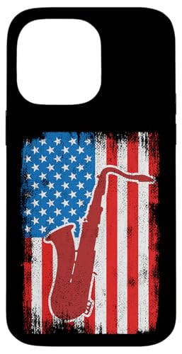 4th of July USA Saxophone Lover �W���Y�E�~���[�W�b�N �X�}�z�P�[�X iPhone 14 Pro Max �p