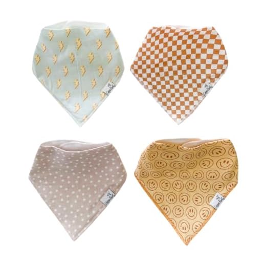 Copper Pearl - 4 Pack Baby Bibs Boy & Girl - Bandana Drool Bibs for Baby Girl Soft Cotton Absorbent Toddler Bib for Drooling, Teething, Eating, Newborn, Infant, Baberos para Bebe, Vance