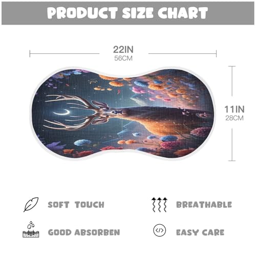 J JOYSAY Flowers Deer Moon Dark Baby Burp Cloths for Boys Girls Large 22''x11'' Cotton 4 Layer Baby Bibs for Newborn Unisex one sizex12