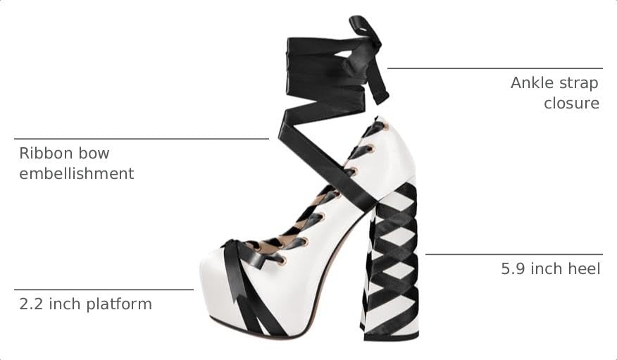 Image of Platform Heels Chunky Bow Ribbon Pumps