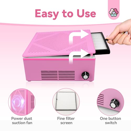 SAVILAND Nail Dust Collector Quiet, Low Noise Dust Collector Nail Tech with Reusable Filter, Compact Fan Dust Collector Nail Dust Brush Manicure Pedicure Tool for Acrylic Nail Polishing,Salon & Home