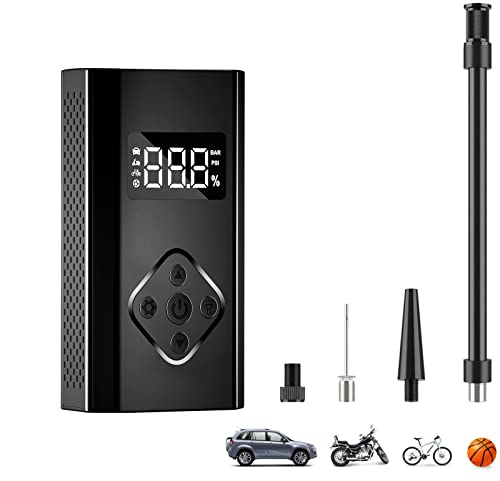 OUREIDA Tire Inflator Portable Air Compressor, Max 150 PSI Cordless Air Pump for Car Tires, Emergency LED Light Tire Pressure Gauge with Inflator, Tire Pump for Bike Motorcycle Car Balloons