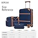 LONG VACATION Luggage Set 3 Piece Luggage ABS Carry on Suitcase Hardside Luggage with TSA Lock Spinner Wheels Travel Bag(Navy Brown, 20 INCH)