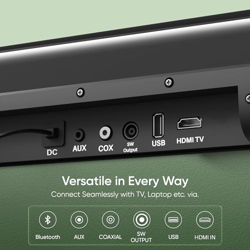Mivi Fort Q200 Soundbar with 200W Surround Sound, 2.1 Channel Home Theatre with an External subwoofer, Multiple EQ and Input Modes, Remote Accessibility, Bluetooth v5.3, Made in India Sound bar for TV 7 41UgZl4i62L