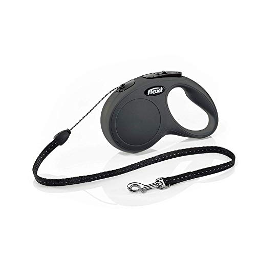 FLEXI New Classic Retractable Dog Leash (Cord), 16 ft, Small, Black