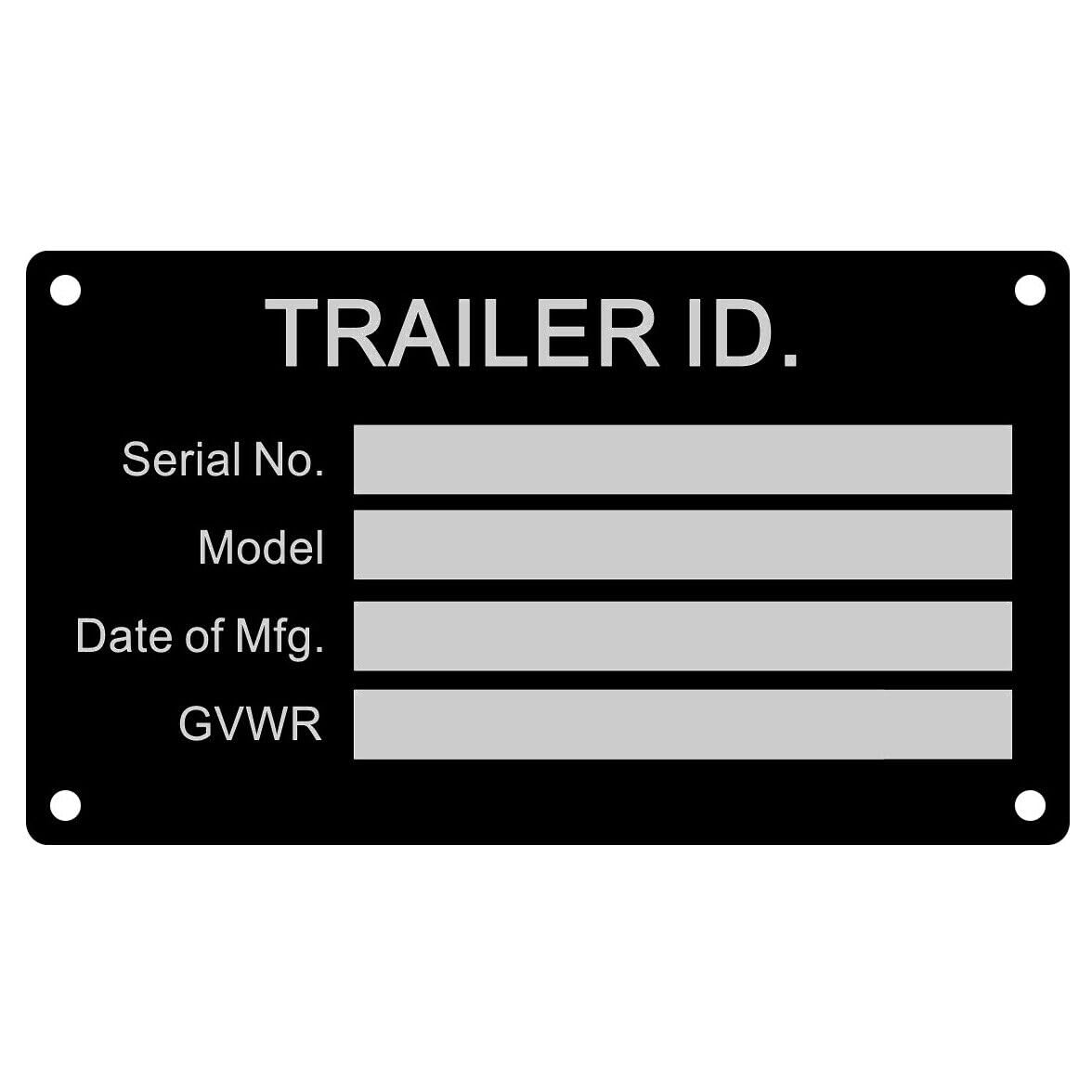 CWZ Engraved Trailer Number Plate Data Serial Identification ID TAG Custom