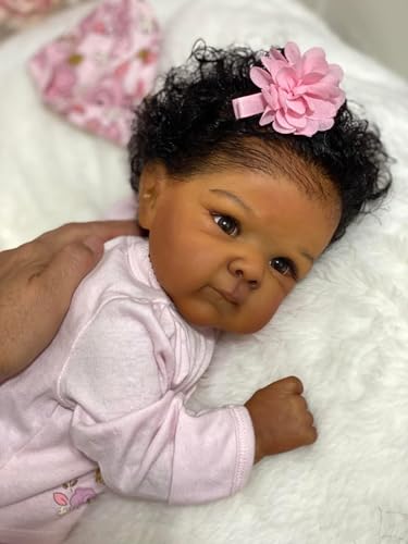 Muñeca Reborn Bebé Negra de Silicona 18 pulgadas miniatura 6