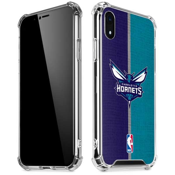 Skinit Clear Phone Case Compatible with iPhone XR - Officially Licensed NBA Charlotte Hornets Canvas Design
