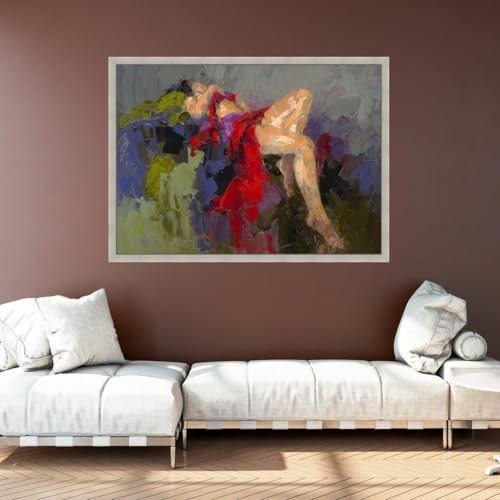 Toile expressionniste vibrante capturant la poésie d'une figure féminine abstraite - 2