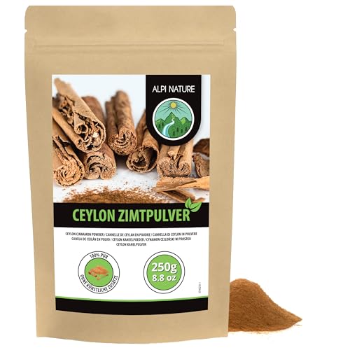 Alpi Nature - Alpi Nature Cannelle de Ceylan en Poudre 250g, Bâtons de Cannelle Moulus pour la Pâtisserie et la Cuisine