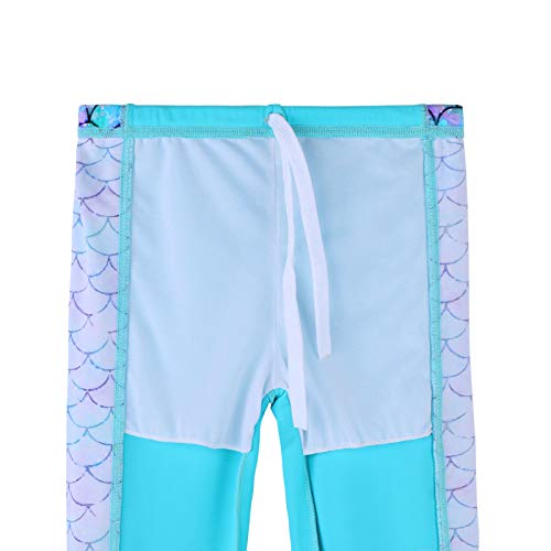 Image of TFJH E 2 Piece Long Sleeve Girls Swimsuits UPF 50+ Rash Guard Sets Bathing Suits Beachwear 313 Cyan Scale Long 8A