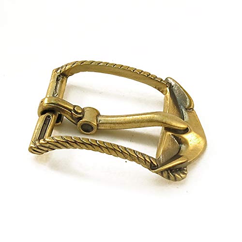 Casual leather belt with solid brass ornamental marine belt buckle Anchor 1.5 inch width4
