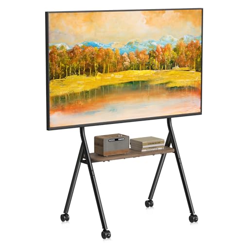 Image of XINLEI Easel Rolling TV Stand for 32-80 Inch TV up to 121lbs, Mobile Portable TV Cart with Wheels Minimalist for Home Business Office Living Room School, Max 600x400mm VESA, Black ML5C