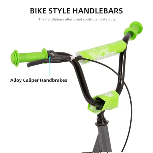 Image of JOYSTAR Kick Scooter for Kids with 12 Inch Front and Rear Wheel, Rear V-Brake and Adjustable Handlebar, Youth Scooter for Indoor & Outdoor, Green