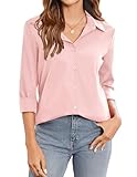 Zeagoo Collared Shirts for Women Business Casual Clothing Casual Long Sleeve Button Down Work Tops Winkle Free Office Blouses Pink