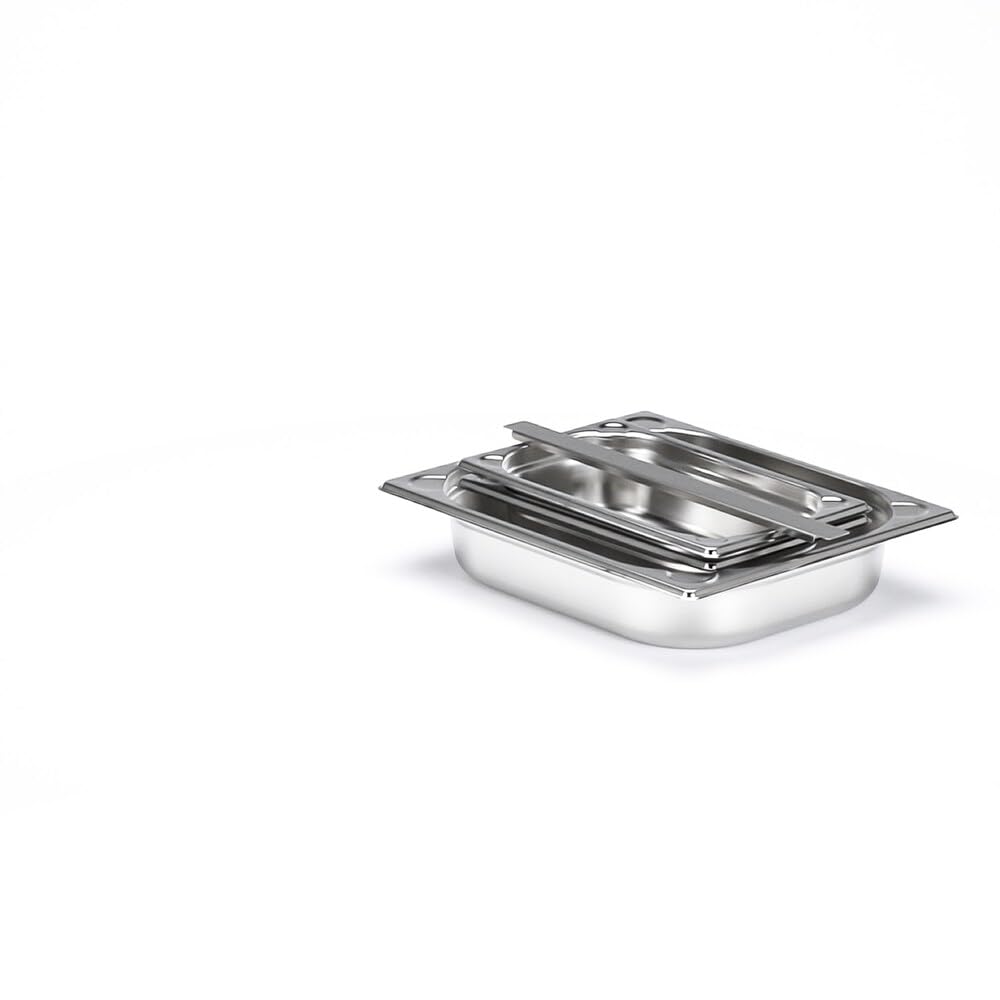 APS GN - Juego de recipientes de Acero Inoxidable (4 Piezas, 1 Recipiente GN 1/2, 4 litros, 32,5 x 26,5 cm, 65 mm, 2 recipientes GN 1/4, 1,8 litros, 26,4 x 16,2 cm, 65 mm, 1 Adaptador