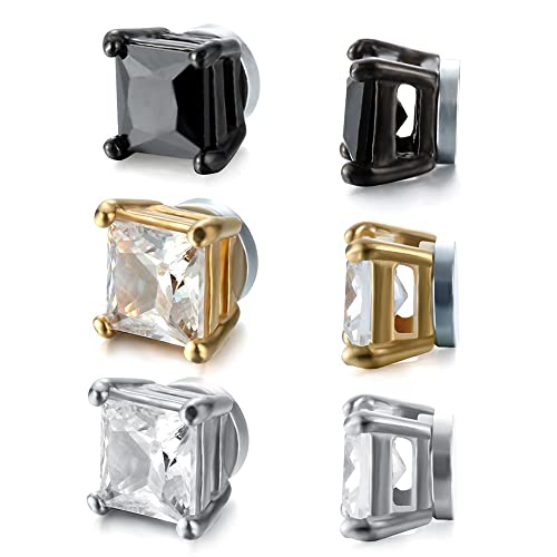 2 pares de brincos de pressão magnéticos de aço inoxidável de cristal unissex, unissex, unissex, zir
