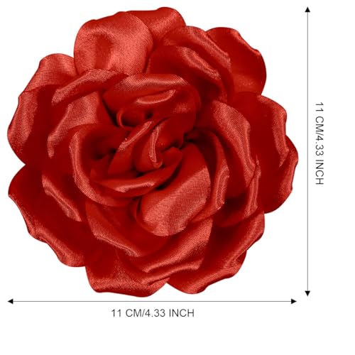 Image of 4.3 inch Red Rose Hair Clip Large Flower Brooches for Women | Charming Flowers Pins for Clothes | Turn Heads with Stylish Rose Hair Clip Flower Brooch Pin for Clothes & Clips for Woman