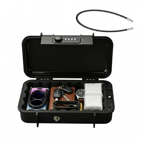 Portable Travel Safe Lock Box with 4 Digit Combination Anti-Theft Travel Safe with Steel Cable Waterproof Security Case for Beach Travel Hotel Dorm