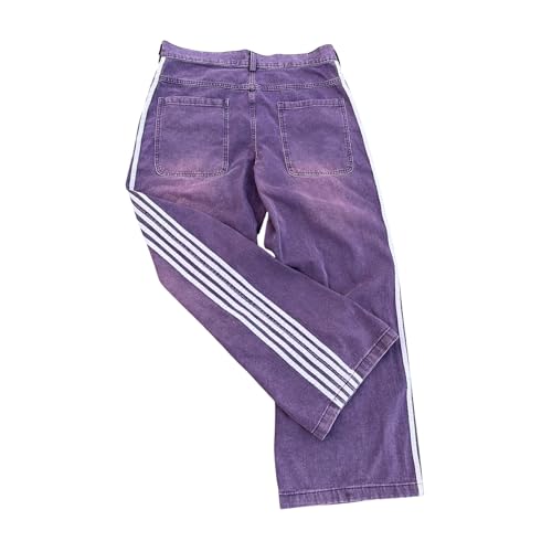 Women Y2k Striped Baggy Jeans Vintage High Rise Wide Leg Bell Bottom Jeans Boyfriend Flared Denim Pants with Pockets2