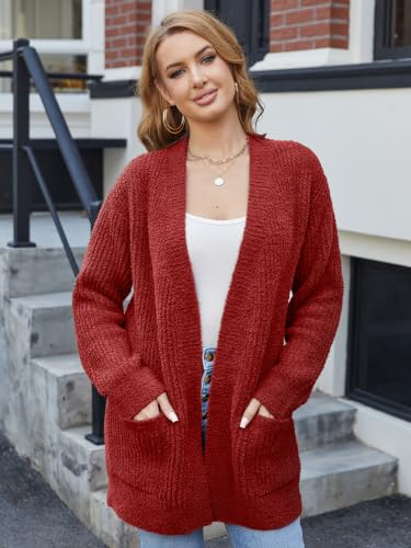 Image of Snuggle Sac Cardigan Sweaters for Women with Pocket Trendy Casual Long Sleeve Tops Open Front Fall Winter Coats