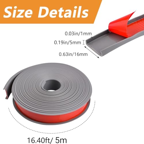 Image of 16.4ft U-Shape TPE Self Adhesive Veneer Edging Trim Flexible Edge Protector for Furniture Corner & Edge Safety Guards, DIY Furniture Edge Strip for Countertop Table Cabinet Shelf Repair (16mm, Gray)
