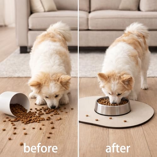 Pet Feeding Mat, Dog Bowl Mat with Non-Slip Base, Spill Containment Solution for Messy Eaters, Durable Dog Mat for Bowls Weighing Approximately 210g - Image 6