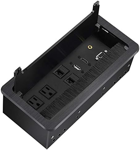 Tabletop Bursh Connectivity Box Outlet with Socket HDMI LAN VGA Power for Desktop Conference