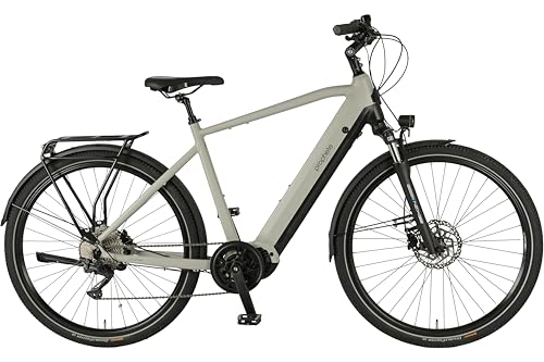 Prophete Entdecker 5.0 E-Bike – 28' Trekkingrad – Mittelmotor AEG SportDrive II 250 W/100 Nm – 48 V/800 Wh Akku bis 220 km Reichweite – Deore 10-Gang – Hydr. Scheibenbremsen – grau - RH 54 cm