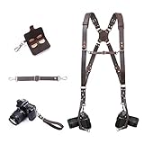 Lazakay Genuine Leather Camera Straps - Dual Camera Harness For Photographers - With Camera Wrist...