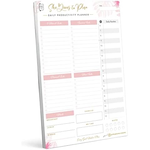 Perfect Planner Company - Daily Productivity Planner - A4 Desk Pad - Tear Away Design - Business, Personal and Home Tasks - Meal Planning and Exercise - 90gsm FSC paper - 50 Sheets Cover