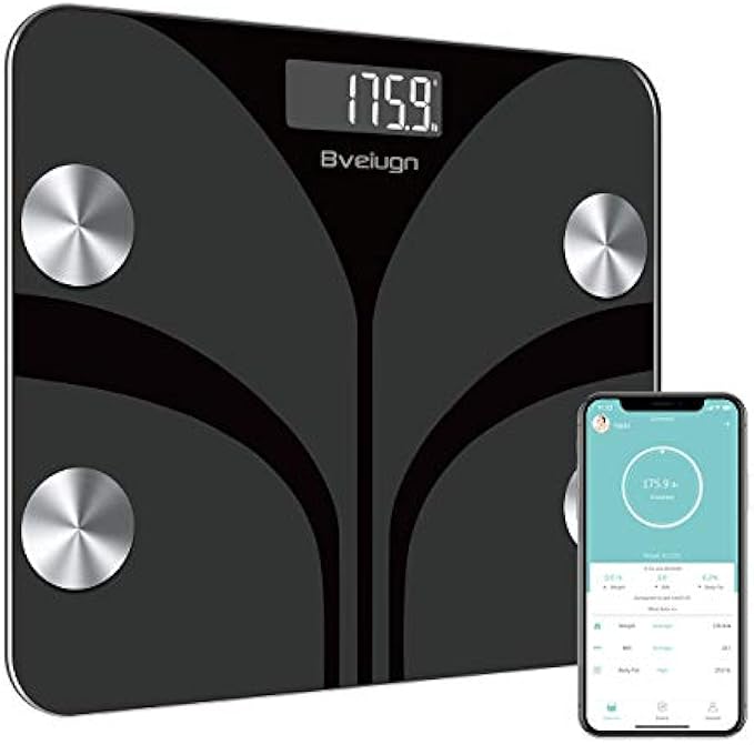 Scale for Body Weight and Fat Percentage, Bveiugn Digital Accurate Bathroom Smart Scale LED Display, 13 Body Composition Analyzer Sync Weight Scale BMI Health Monitor Sync Fitdays App - 400lb